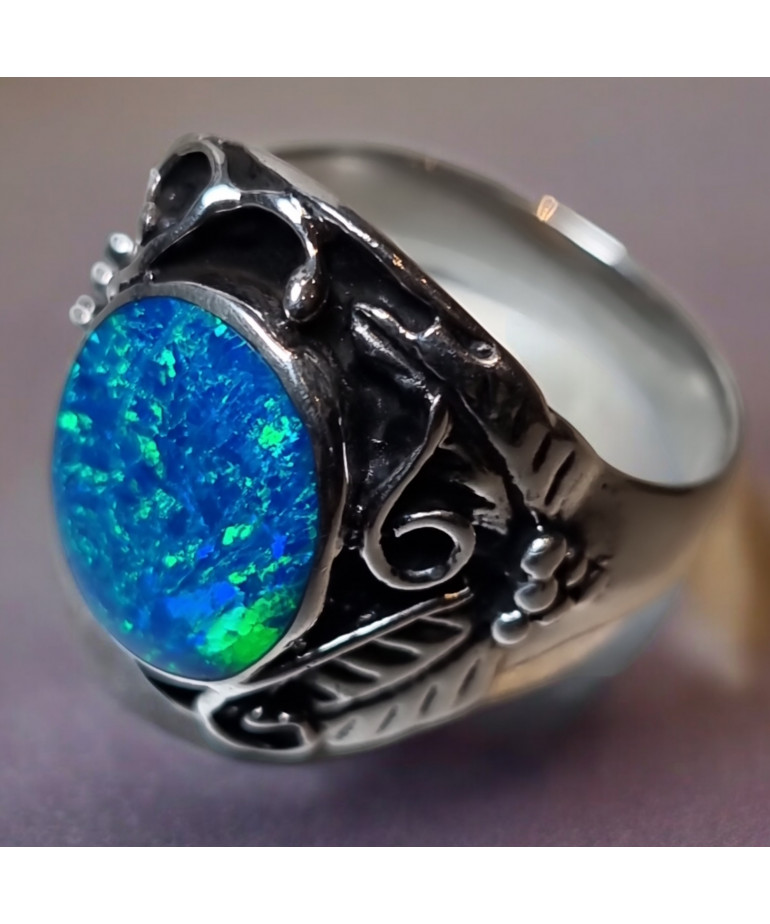 Bague Opale Harlequin Argent 925 Taille 64