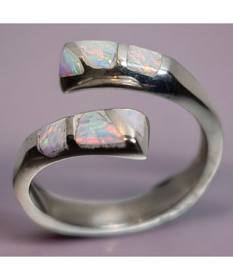 Bague Opale Harlequin Argent 925 Taille 55+