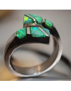 Bague Opale Harlequin Argent 925 Taille 55+