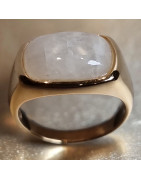 Bague Pierre de lune Argent 925 Plaqué or Taille 58