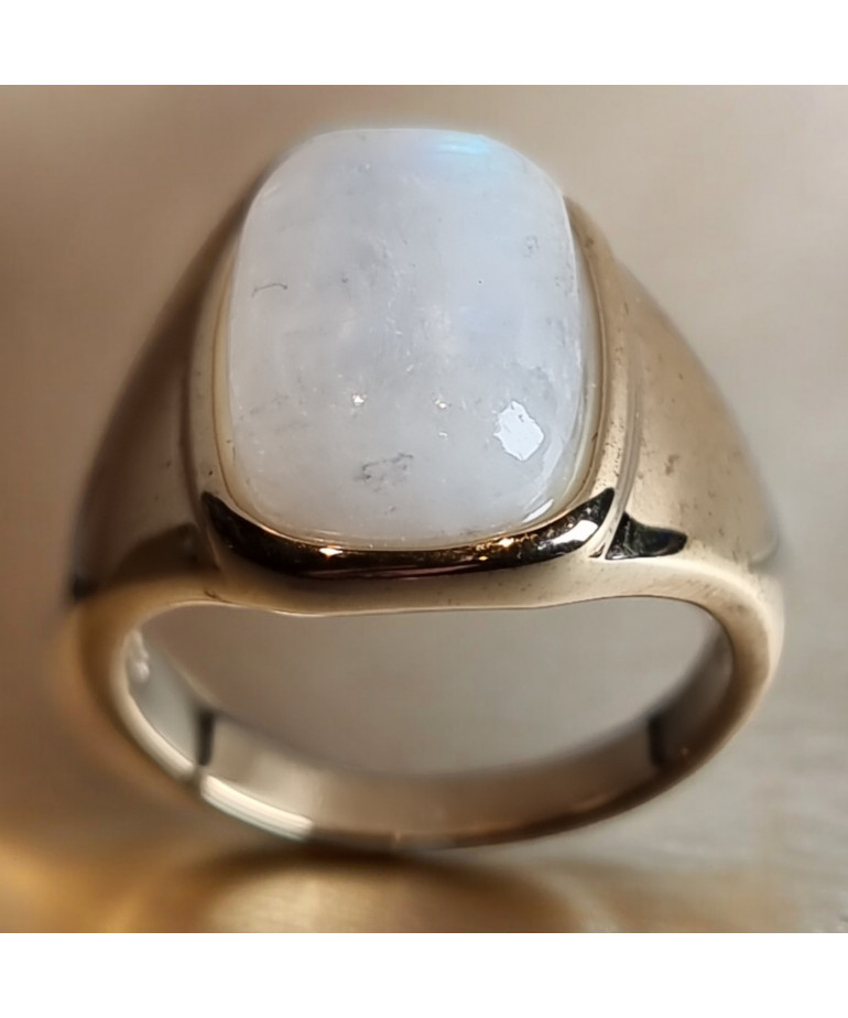 Bague Pierre de lune Argent 925 Plaqué or Taille 55