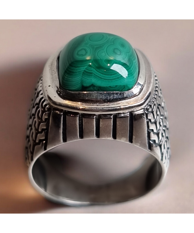 Bague Malachite "Ethnique" Argent 925 Taille 65
