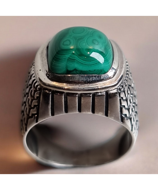 Bague Malachite "Ethnique" Argent 925 Taille 65
