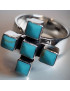 Bague Turquoise Argent 925 Zuni Taille 59+
