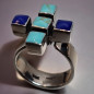 Bague Turquoise & Lapis-lazuli Argent 925 Taille 59+