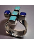 Bague Turquoise Lapis-lazuli Zuni Argent 925 Taille 59+