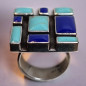 Bague Turquoise & Lapis-lazuli Argent 925 Taille 59+
