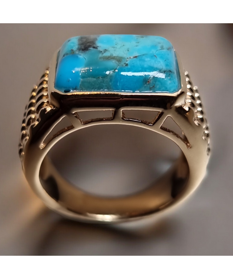 Bague Turquoise Argent 925 Plaqué or