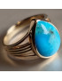 Bague Turquoise Argent 925 Plaqué or Taille 54