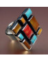 Bague Turquoise Nacre Corail Zuni Argent 925 Taille 58+