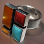 Bague Turquoise Nacre & Corail Argent 925 Taille 58+
