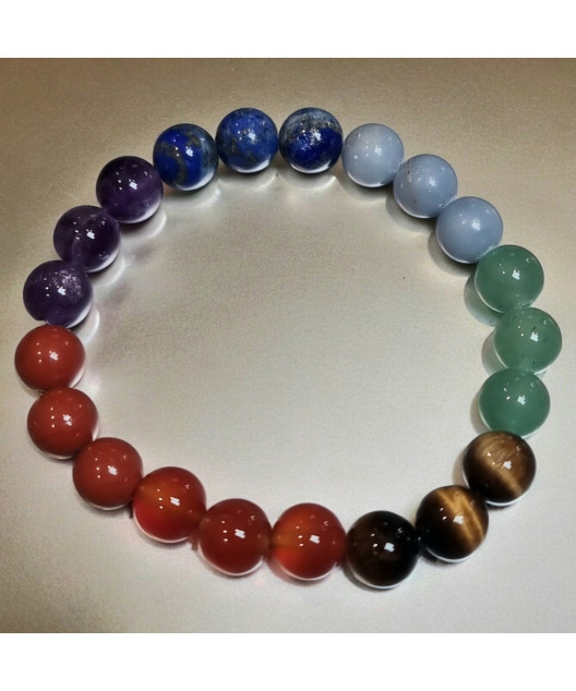 Bracelet 7 chakras Pierres rondes