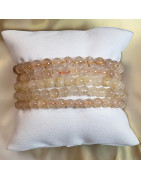 Bracelet Quartz rutile Pierres rondes 6mm