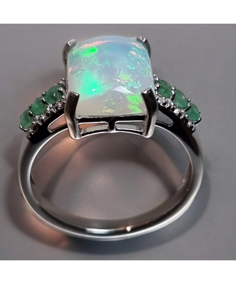 Bague Opale et Emeraude Argent 925