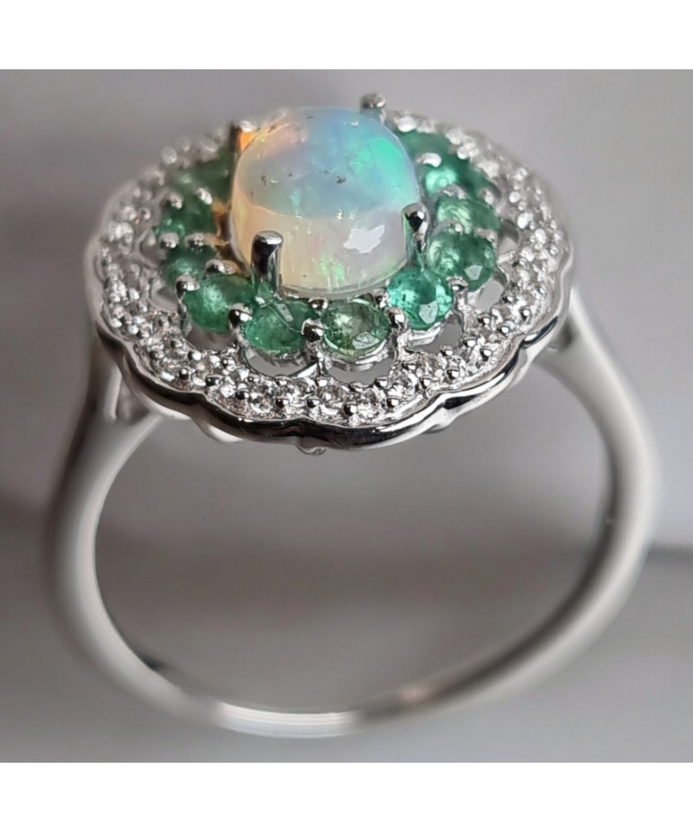 Bague Opale et Emeraude Argent 925