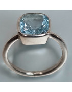 Bague Topaze bleue argent 925 Taille 56
