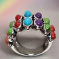 Bague Turquoise Opale verte Jaspe rouge Charoïte & Corail Argent 925 Taille 54