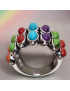 Bague Turquoise Opale verte Jaspe Rouge Charoïte Corail Zuni Argent Zuni 925 Taille 54