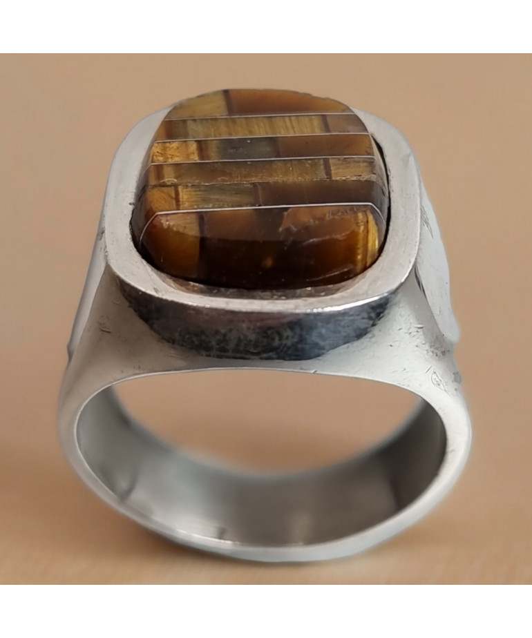 Bague Œil de tigre Argent 925 Taille 69