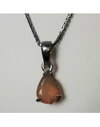 Pendentif Opale de feu & chaîne Argent 925