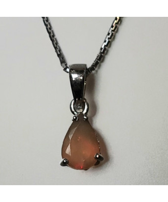 Pendentif Opale de feu & chaîne Argent 925