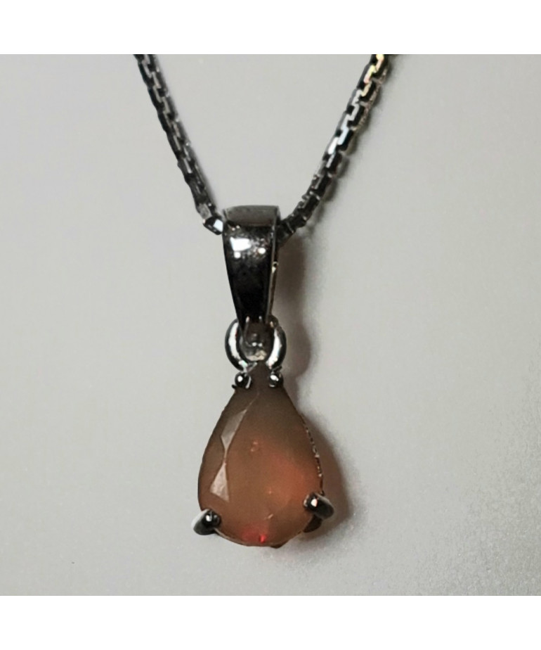 Pendentif Opale de feu & chaîne Argent 925