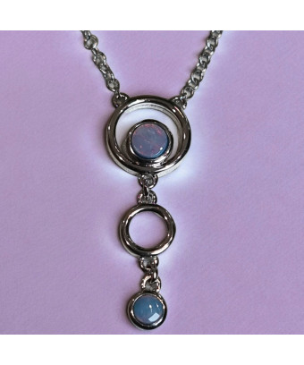 Pendentif Opale bleue Harlequin avec chaîne Argent 925