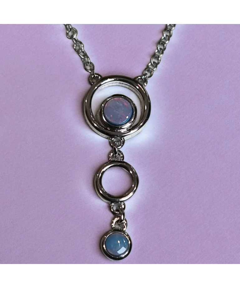 Pendentif Opale bleue Harlequin avec chaîne Argent 925