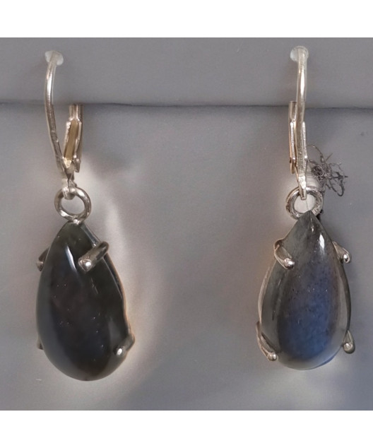 Boucles Labradorite gouttes Argent 925 (s)