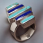 Bague Turquoise & Lapis-lazuli Argent 925 Taille 55+