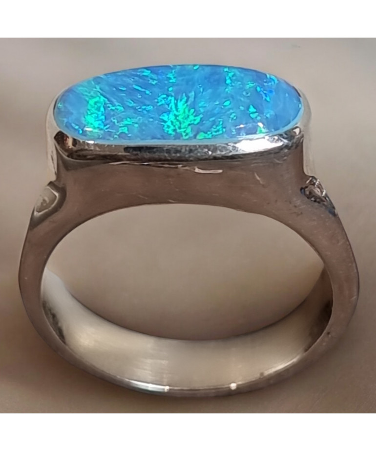 Bague Opale Harlequin Argent 925 Taille 62