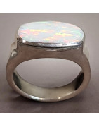 Bague Opale Harlequin Argent 925 Taille 57