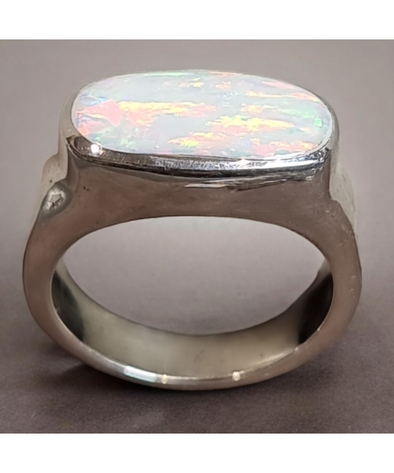 Bague Opale Harlequin Argent 925 Taille 57