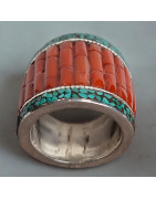 Bague Turquoise Corail Argent 925 Taille 57