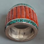 Bague Turquoise & Corail Argent 925 Taille 57