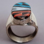 Bague Turquoise Nacre & Jaspe rouge Argent 925 Taille 67