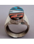 Bague Turquoise Nacre et Jaspe rouge Zuni Argent 925 Taille 67