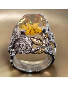 Bague Citrine Argent 925 Taille 54