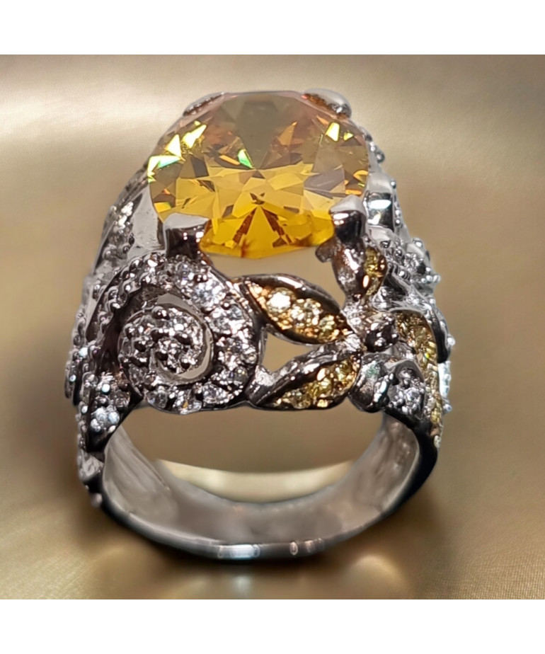 Bague Citrine Argent 925 Taille 54