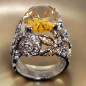 Bague Citrine Argent 925 Taille 54