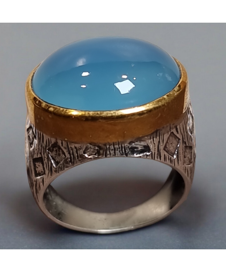 Bague Agate naturelle Argent 925 Taille 55