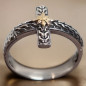 Bague Croix & Feuille dorée Argent 925