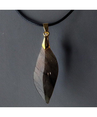 Pendentif Labradorite Bélière dorée sur cordon