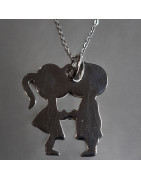 Pendentif "Petits Amoureux" Acier inox sur chaîne
