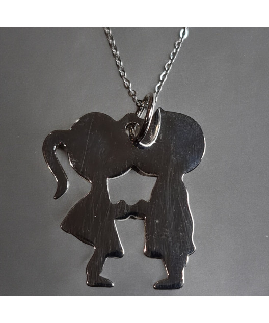 Pendentif "Petits Amoureux" Acier inox sur chaîne