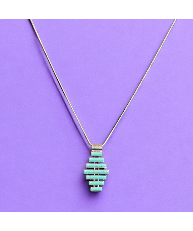Pendentif Turquoise sur Chaîne Argent 925
