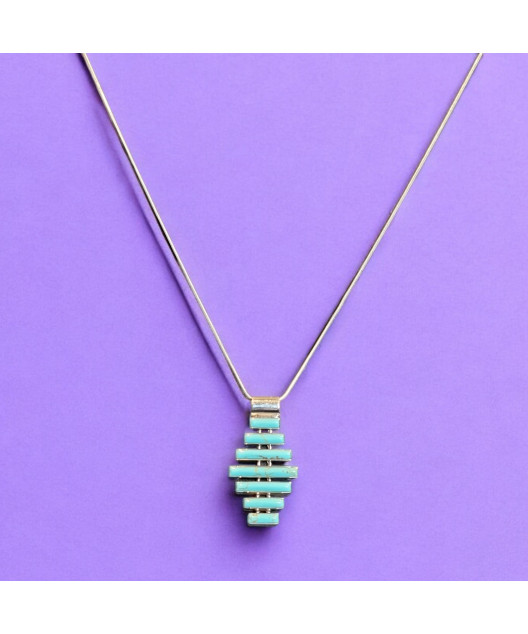 Pendentif Turquoise sur Chaîne Argent 925