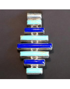 Pendentif Turquoise & Lapis-lazuli sur Chaîne Argent 925
