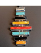 Pendentif Turquoise Nacre Onyx & Jaspe rouge sur Chaîne Argent 925