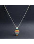 Pendentif Turquoise Nacre Onyx & Jaspe rouge sur Chaîne Argent 925